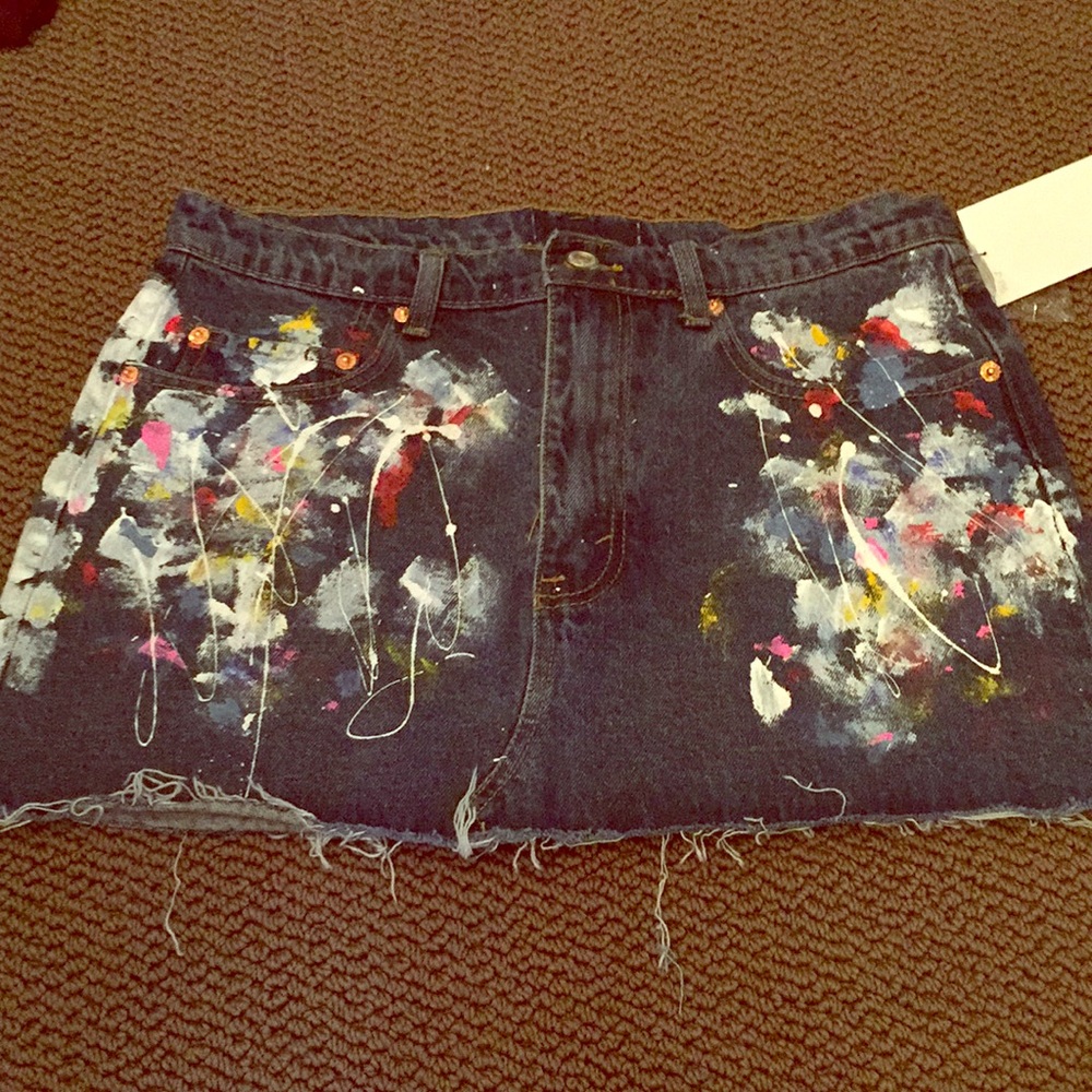 NWT paint splattered mini skirt